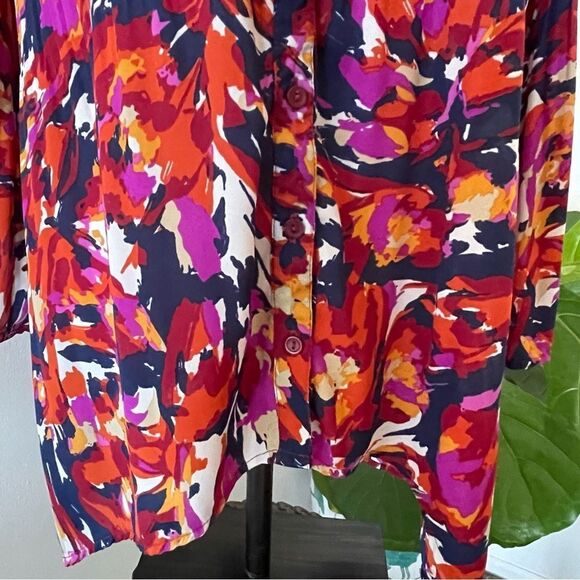 Sunny Leigh hi low button down shirt with pleats size M multicolor - Picture 4 of 16